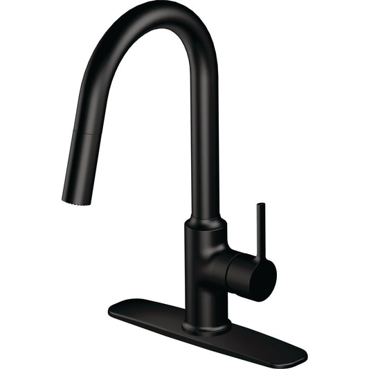 Home Impressions Contemporary Builder Single Handle Lever Pull-Down Kitchen Faucet, Matte Black