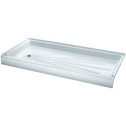 Mustee CareGiver ShowerTub 60 In. W x 30 In. D Left Drain Shower Floor & Base in White