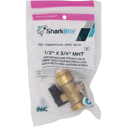 SharkBite 1/2 in. x 3/4 in. MHT Push-to-Connect Straight Washing Machine Valve