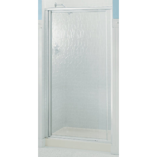 Sterling Vista Pivot II 27-1/2 In. W. X 65-1/2 In. H. Chrome Pebbled Glass Shower Door