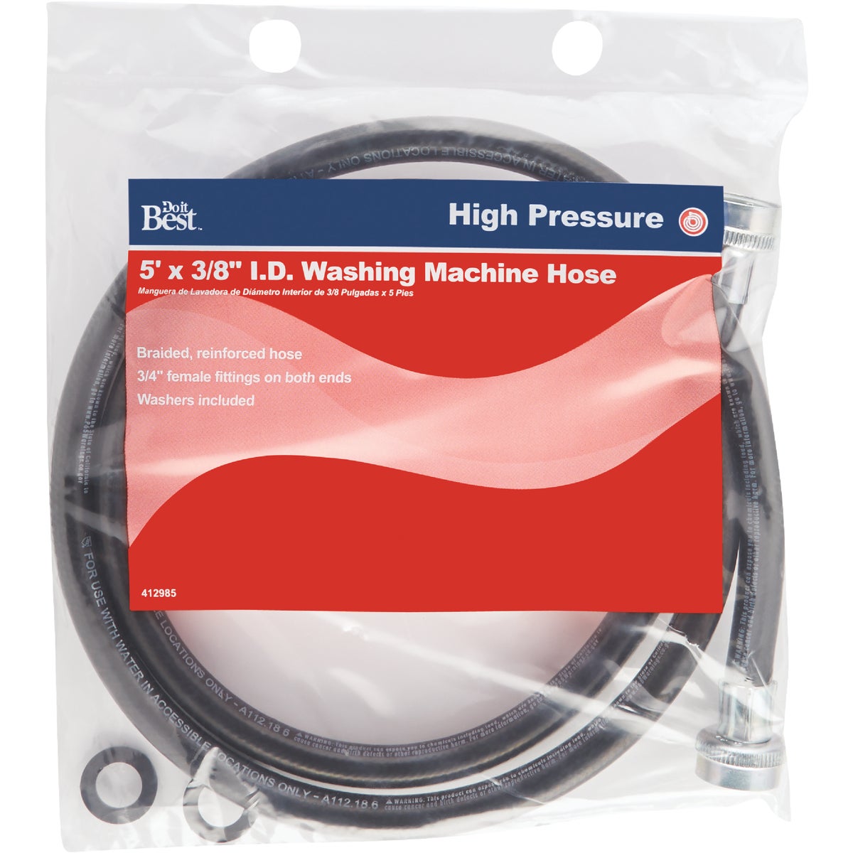 Do it 5 Ft. Reinforced EPDM Rubber Inlet Pressure Hose