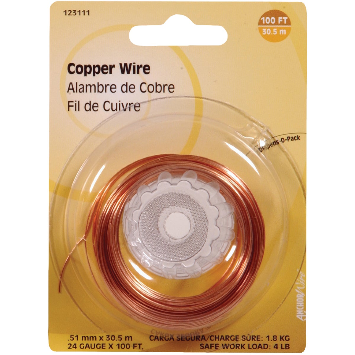 HILLMAN Anchor Wire 100 Ft. 24 Ga. Copper General Purpose Wire