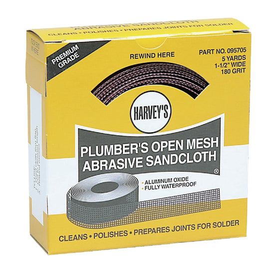 Harvey 1-1/2 In. x 6 Yd. 180-Grit Plumber's Open Mesh Abrasive Sand Cloth