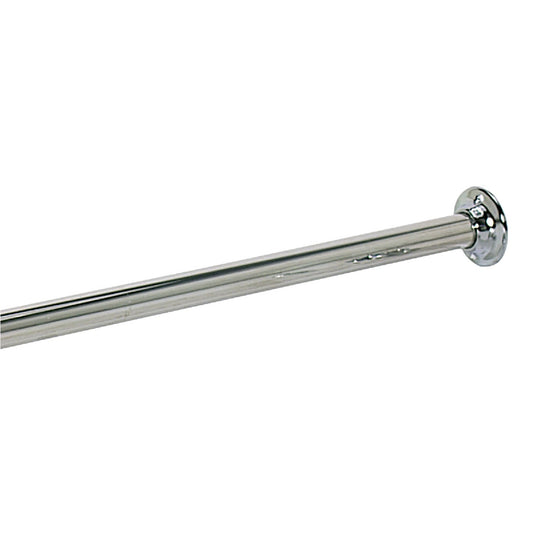 Jones Stephens Straight 60 In. Fixed Shower Rod with Flanges in Chrome