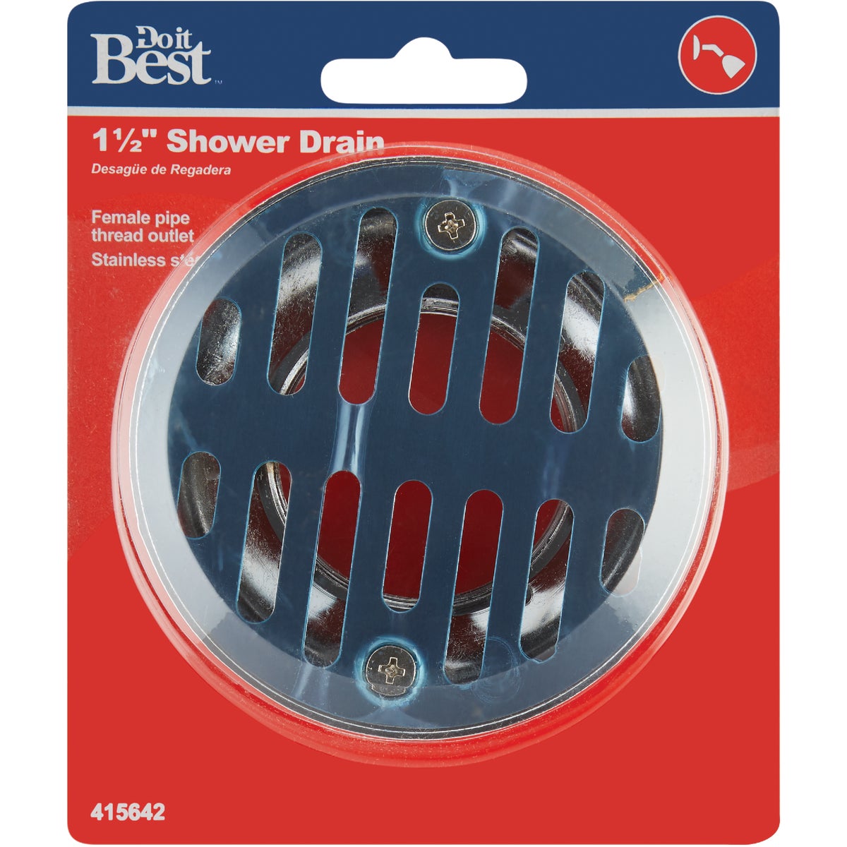 Do it 1-1/2 In. Cast Brass Shower Drain with 3-1/2 In. Stainless Steel Strainer