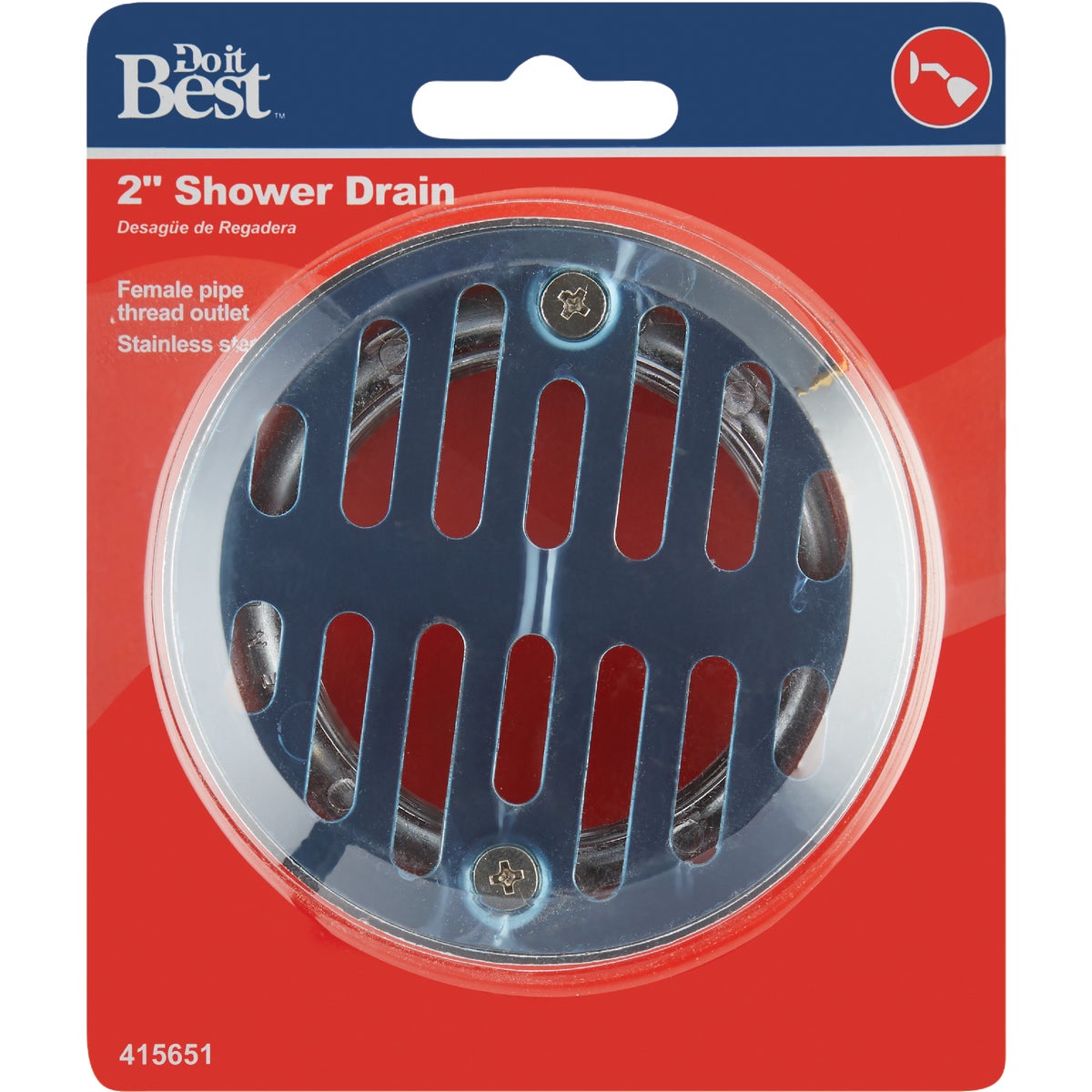 Do it 2 In. Cast Brass Shower Drain with 3-1/2 In. Stainless Steel Strainer