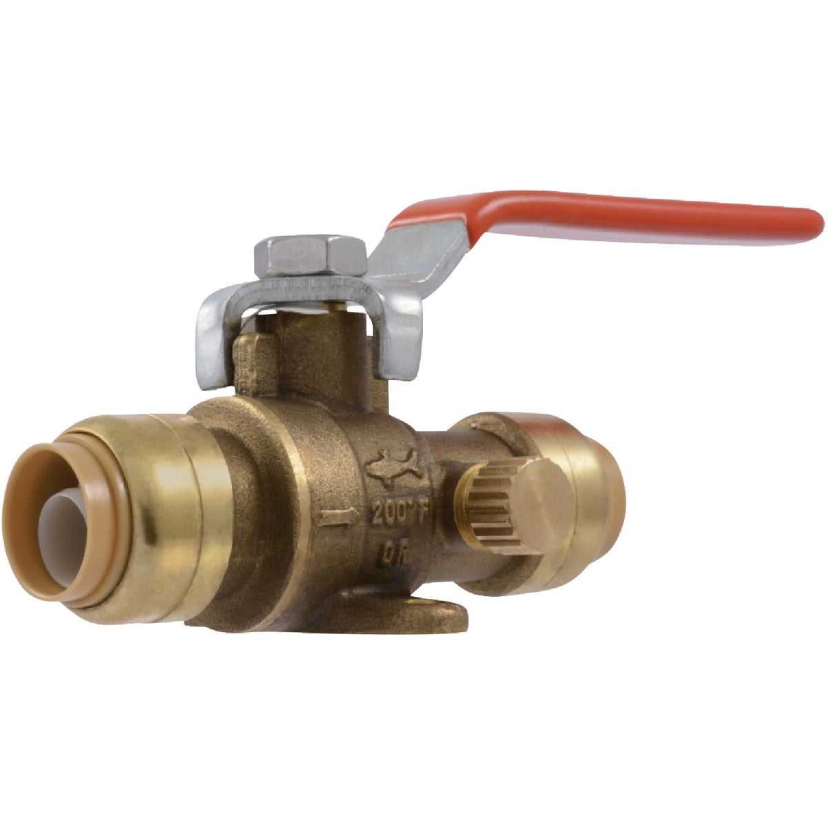 SharkBite 1/2 In. Brass Push-Fit Ball Valve with Drain & Mounting Tab