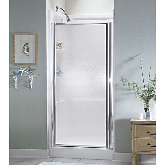 Sterling 25 In. W. X 64 In. H. Chrome Hammered Glass Standard Pivot Shower Door