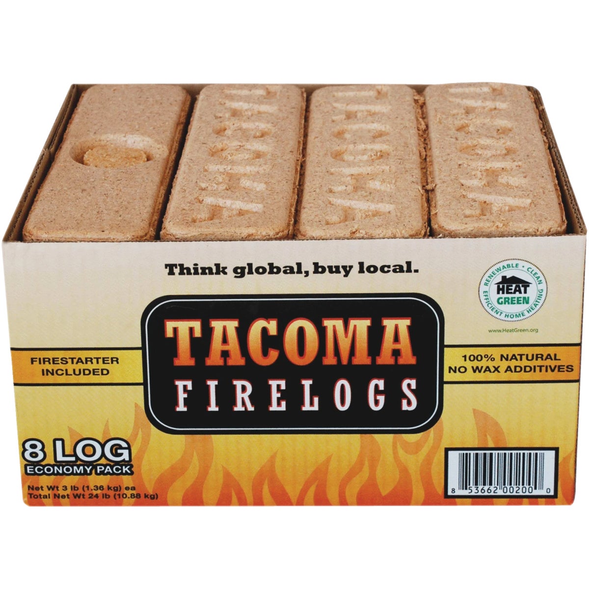 Tacoma 2-Hour Fire Log (8-Pack)