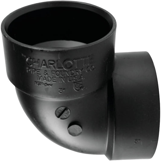 Charlotte Pipe 1-1/2 In. Hub x Hub 90 Deg. Vent ABS Elbow (1/4 Turn)