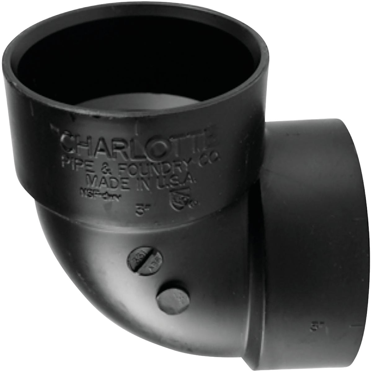 Charlotte Pipe 3 In. Hub x Hub 90 Deg. Vent ABS Elbow (1/4 Turn)