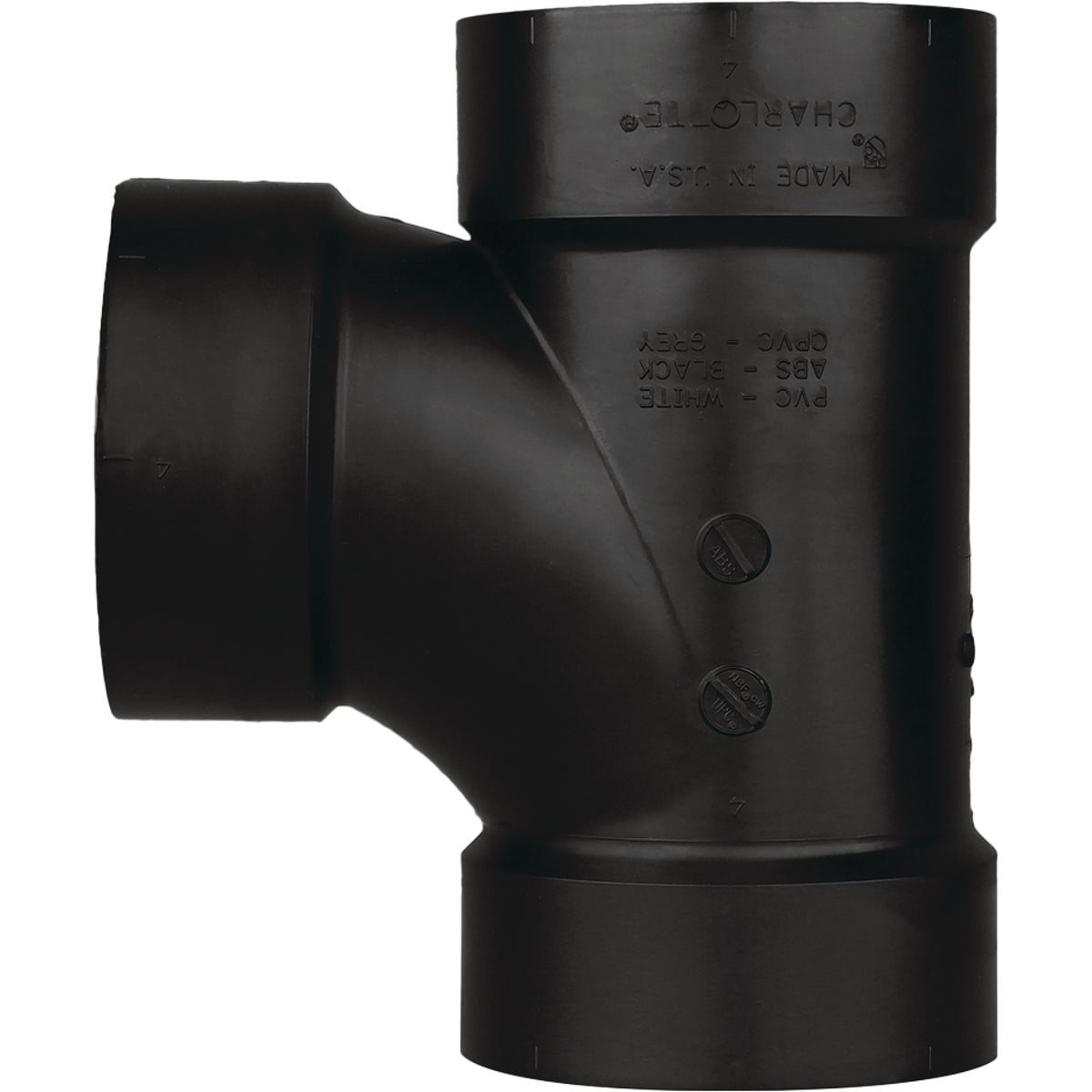 Charlotte Pipe 3 In. Hub x Hub x Hub Sanitary ABS Waste & Vent Tee