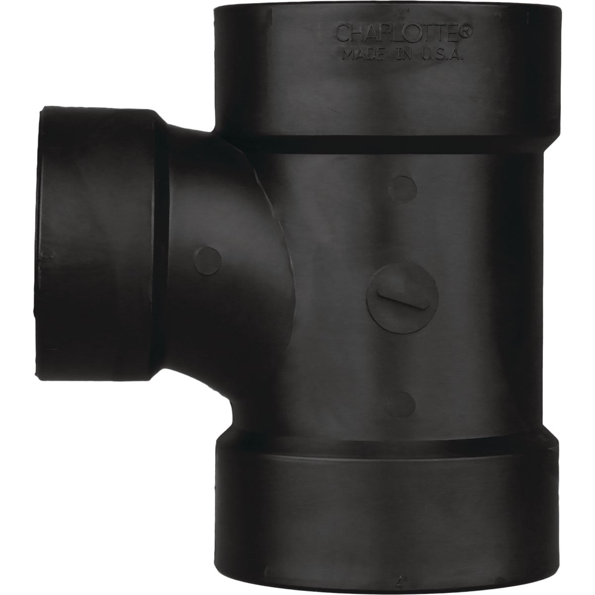 Charlotte Pipe 4 x 4 x 3 In. Hub x Hub x Hub Reducing Sanitary ABS Waste & Vent Tee