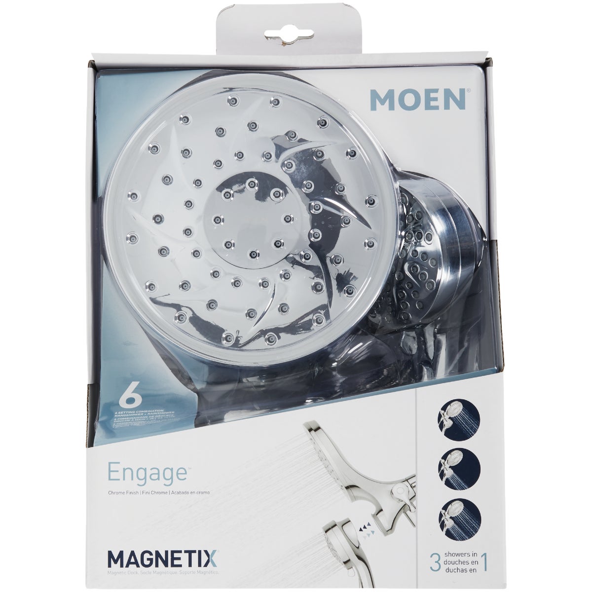 Moen Engage Magnetix 6-Function 1.75 GPM Combo Handheld Shower & Rainshower Showerhead, Chrome