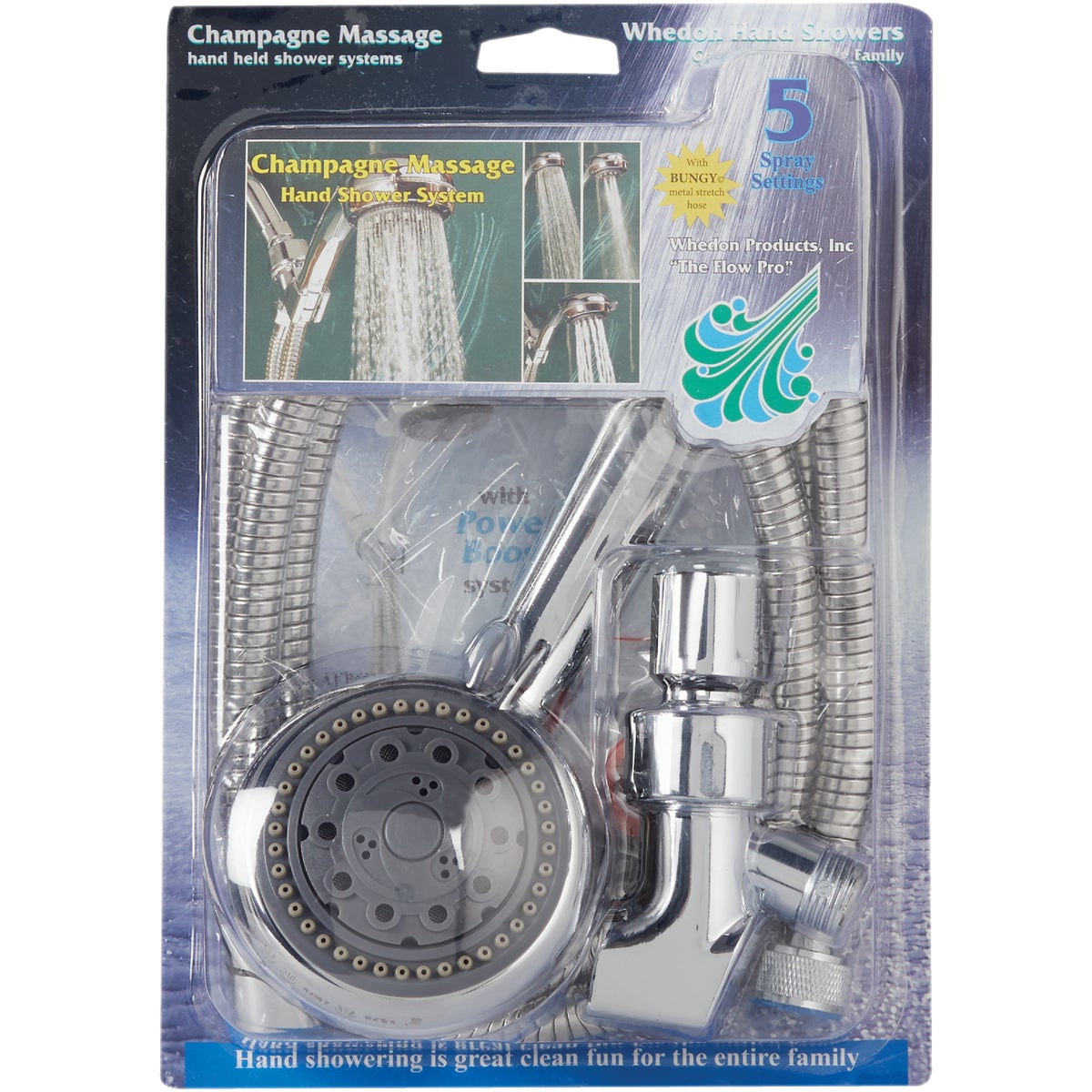 Wheldon Champagne Massage 5-Spray 2.5 GPM Handheld Shower, Chrome