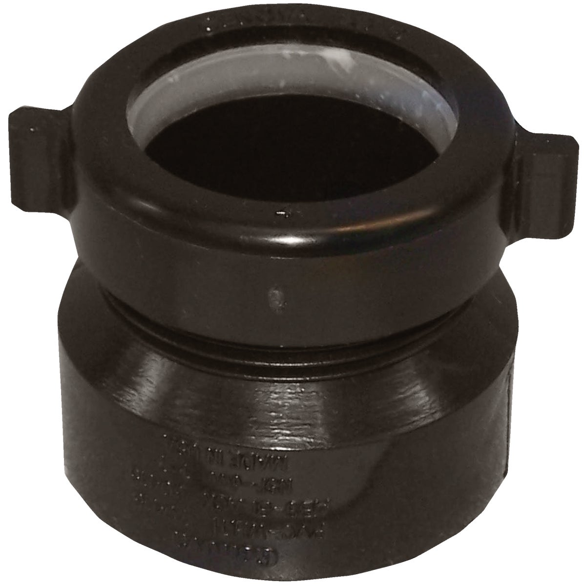 Charlotte Pipe 1-1/2 In. x 1-1/2 In. or 1-1/4 In. HUB x Tubular Black ABS Waste Adapter