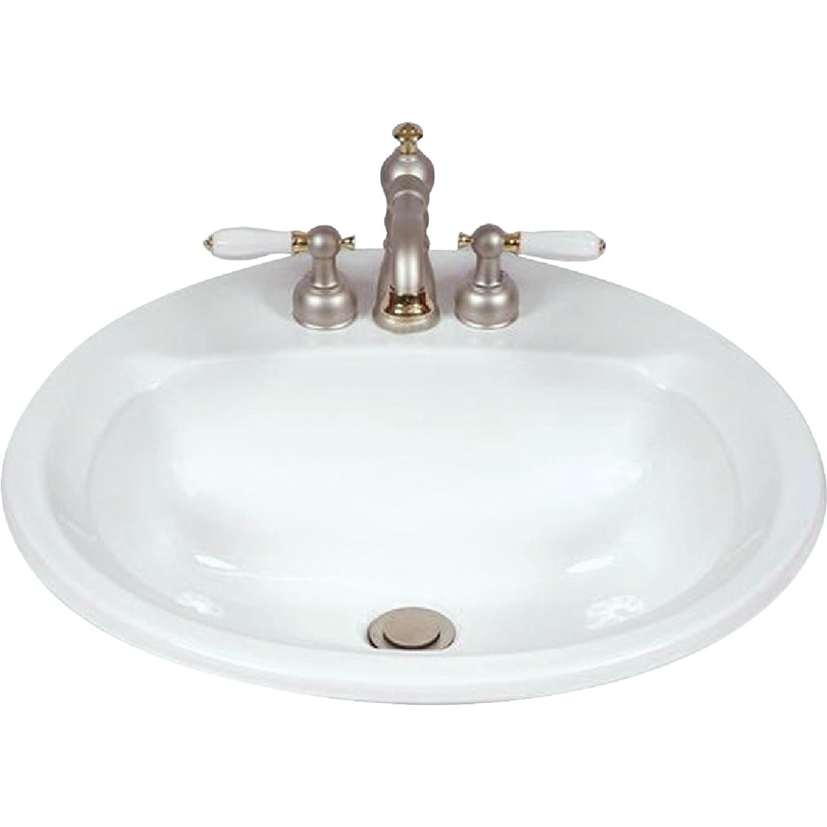 Mansfield Maverick I Round Drop-In Bathroom Sink, White