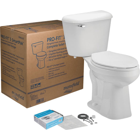 Mansfield Pro-Fit 3 White Elongated Bowl 1.28 GPF Toilet Kit