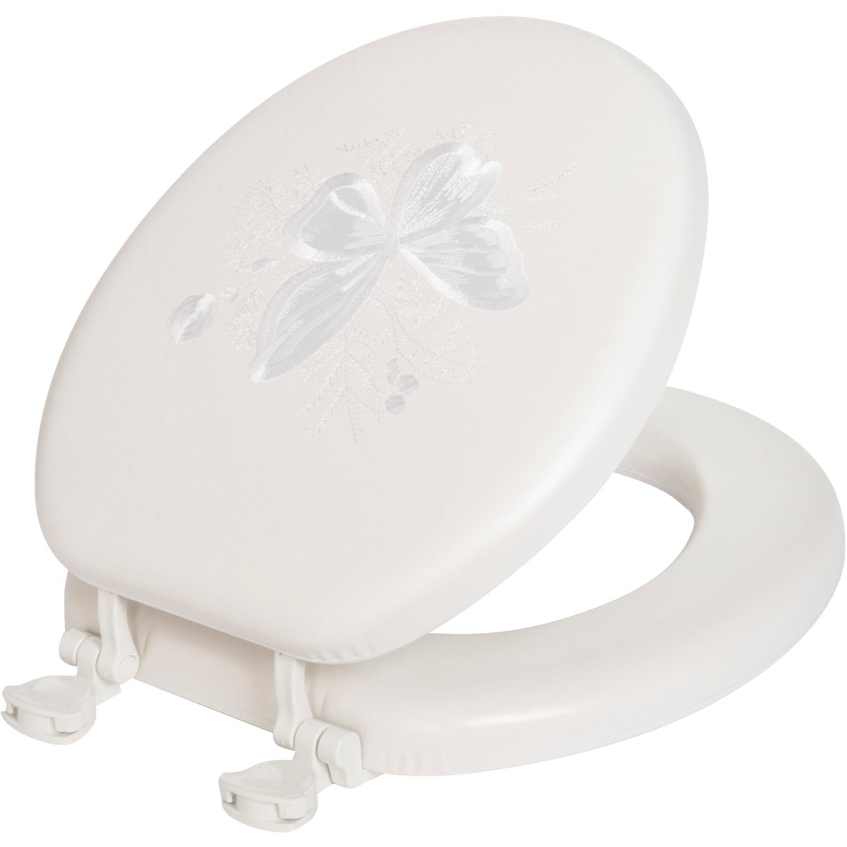 Mayfair Round Closed Front Premium Soft Embroidered Butterfly Toilet Seat