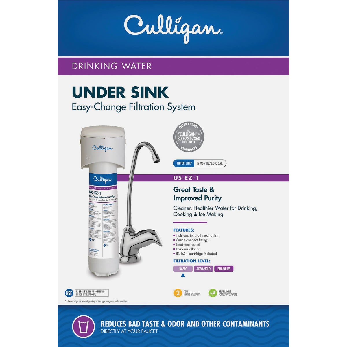 Culligan Easy-Change Under Sink Drinking Water System Level 1 Filter