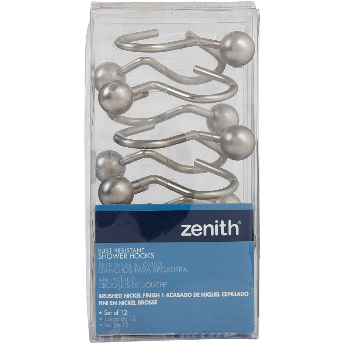 Zenith Zenna Home Brushed Nickel Ball End Shower Curtain Hook (12 Count)