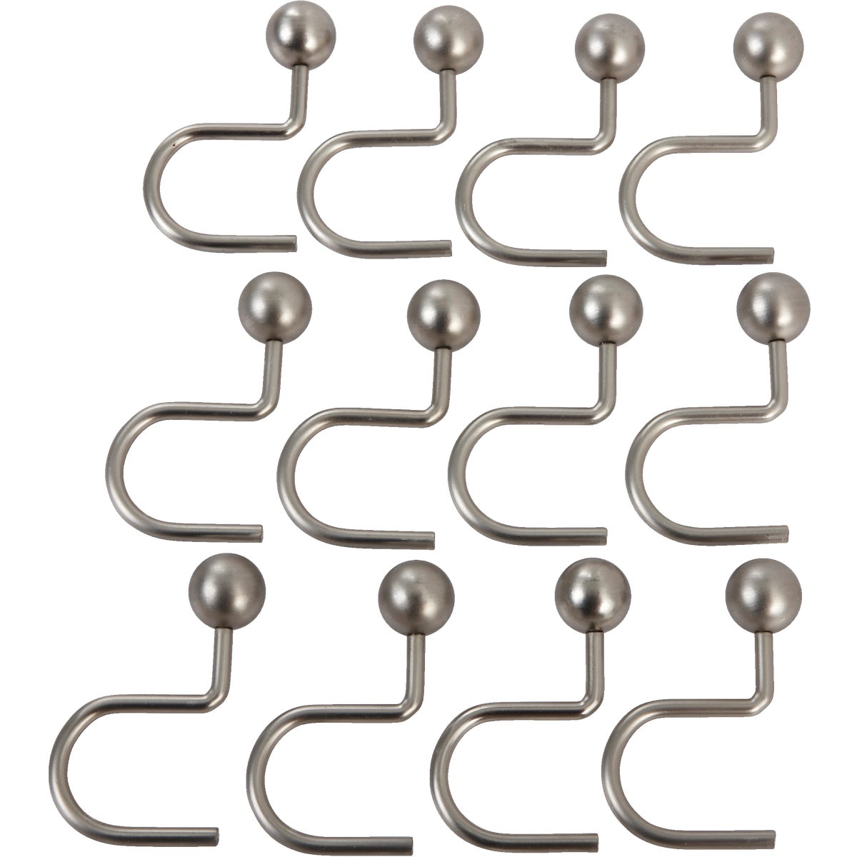 Zenith Zenna Home Brushed Nickel Ball End Shower Curtain Hook (12 Count)