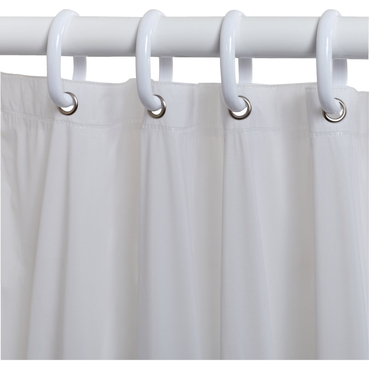 Zenith White Shower Curtain & 12-Ring Set