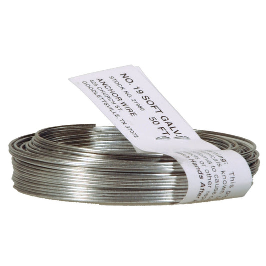 HILLMAN Anchor Wire 50 Ft. 19 Ga. Galvanized Steel Mechanics and Stovepipe General Purpose Wire, Coil