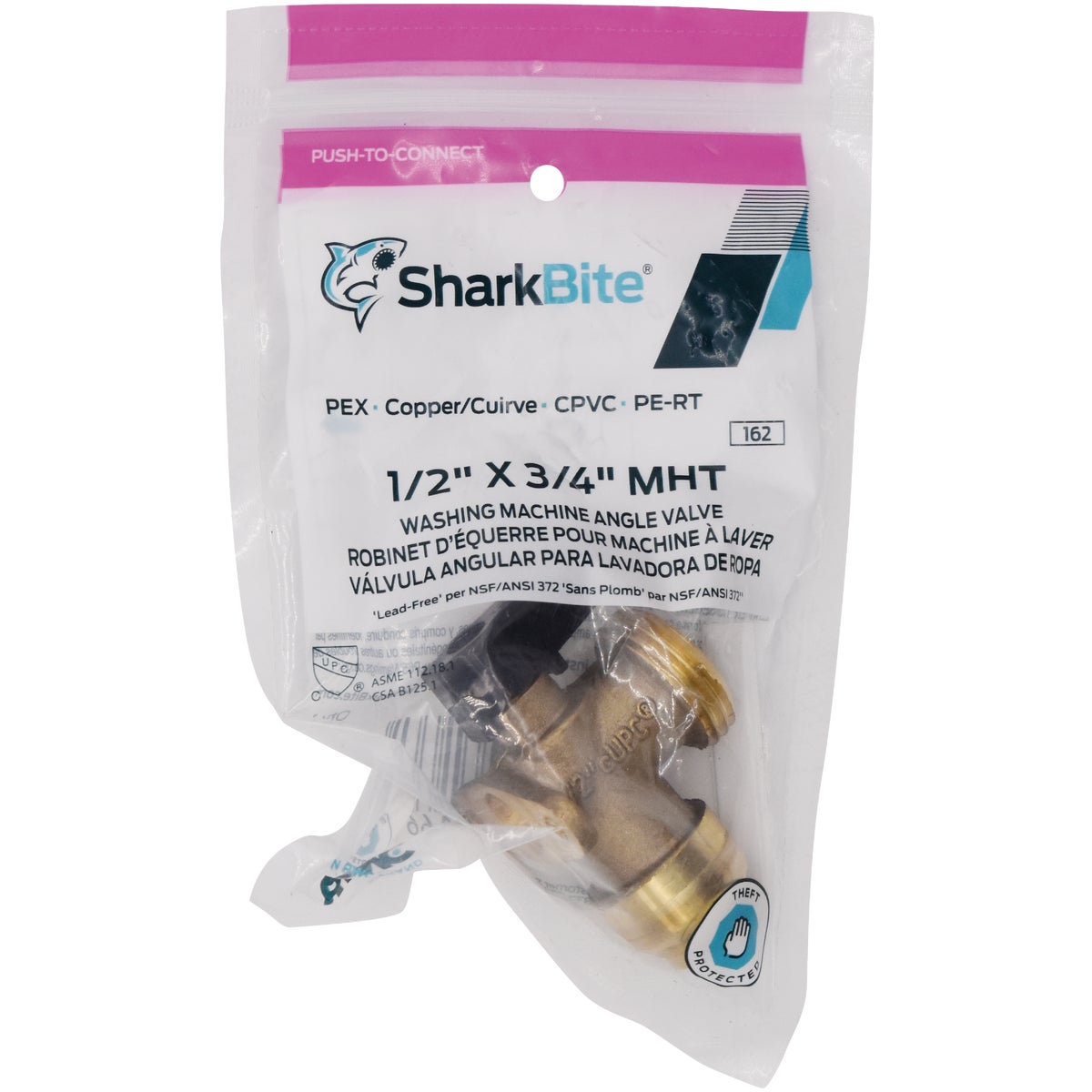 SharkBite 1/2 in. x 3/4 in. MHT Push-to-Connect Angle Washing Machine Valve