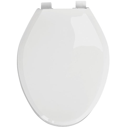 Mansfield Elongated Closed Front White Plastic Toilet Seat with Slow Close