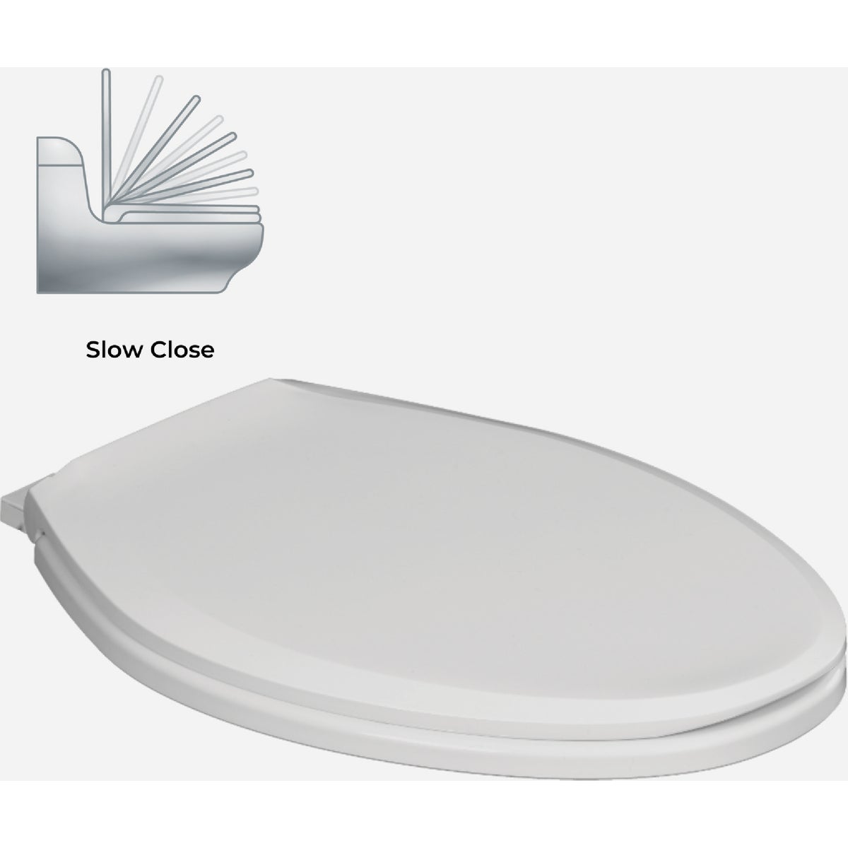 Mansfield Elongated Closed Front White Plastic Toilet Seat with Slow Close