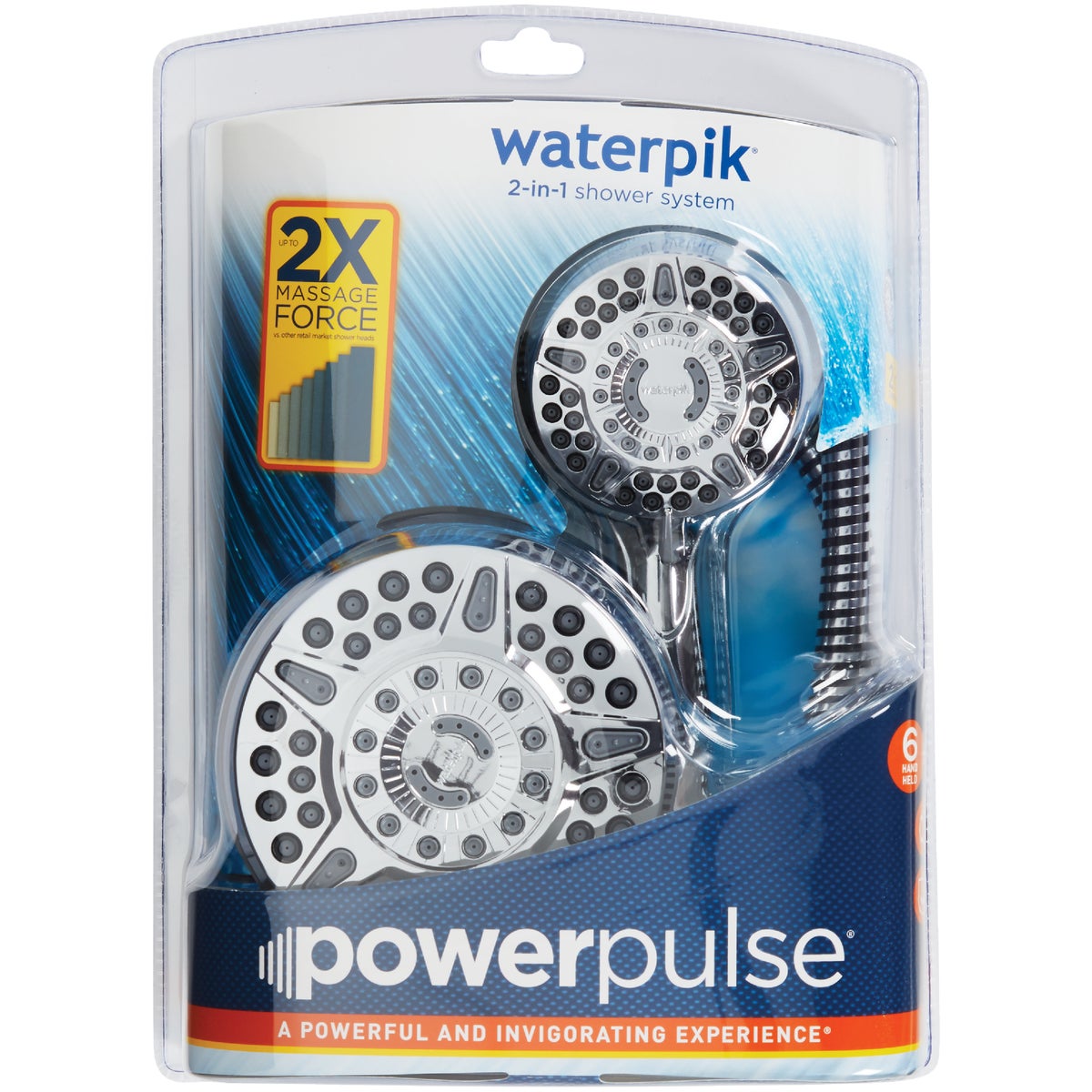 Waterpik PowerPulse 6+6-Spray 1.8 GPM Combo Handheld Shower & Showerhead, Chrome