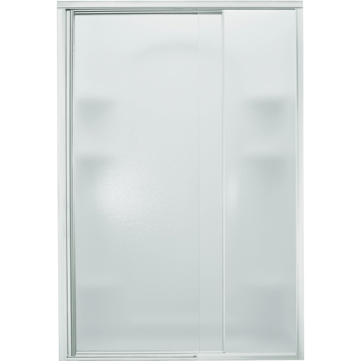 Sterling Vista Pivot II 48 In. W. X 65-1/2 In. H. Chrome Pebbled Glass Shower Door