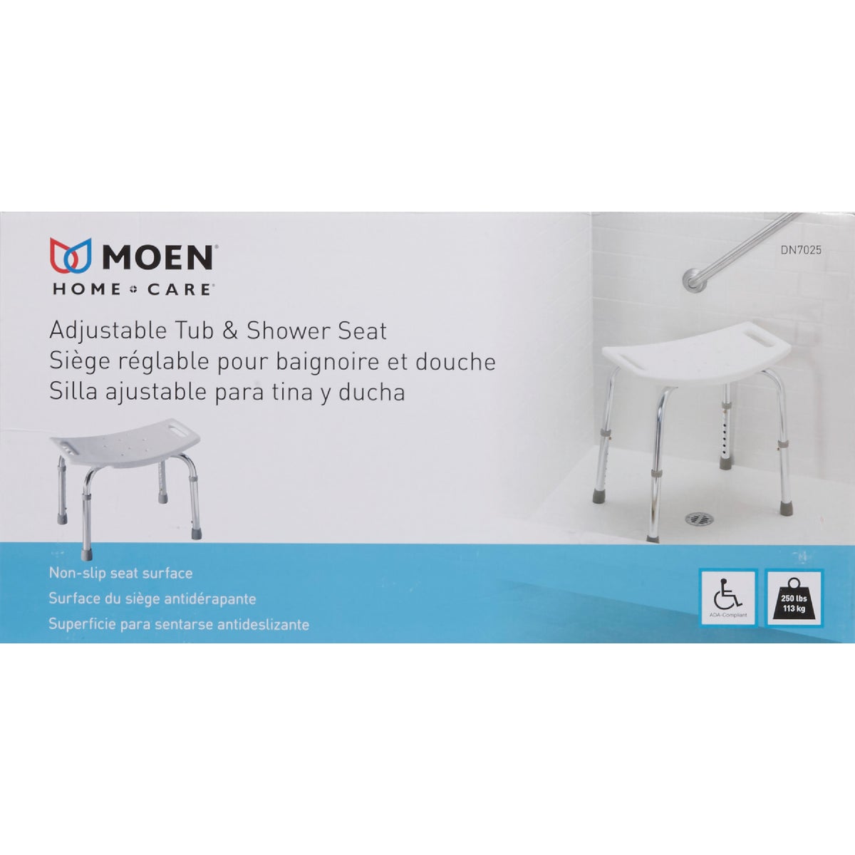 Moen Home Care 300 Lb. Capacity Glacier Shower & Tub Seat