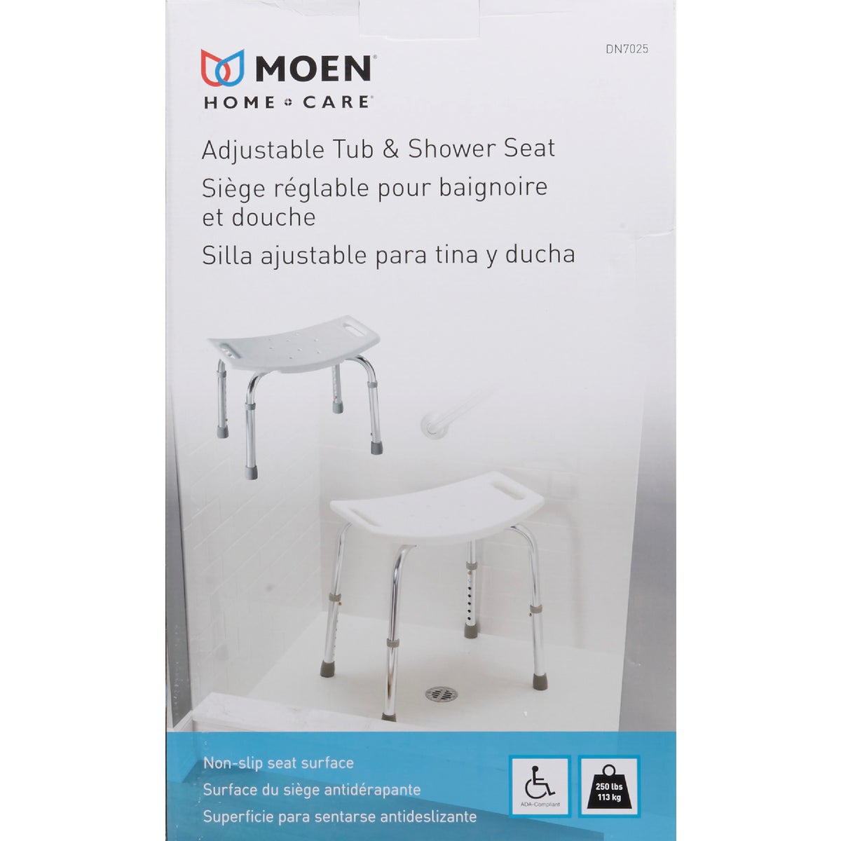 Moen Home Care 300 Lb. Capacity Glacier Shower & Tub Seat