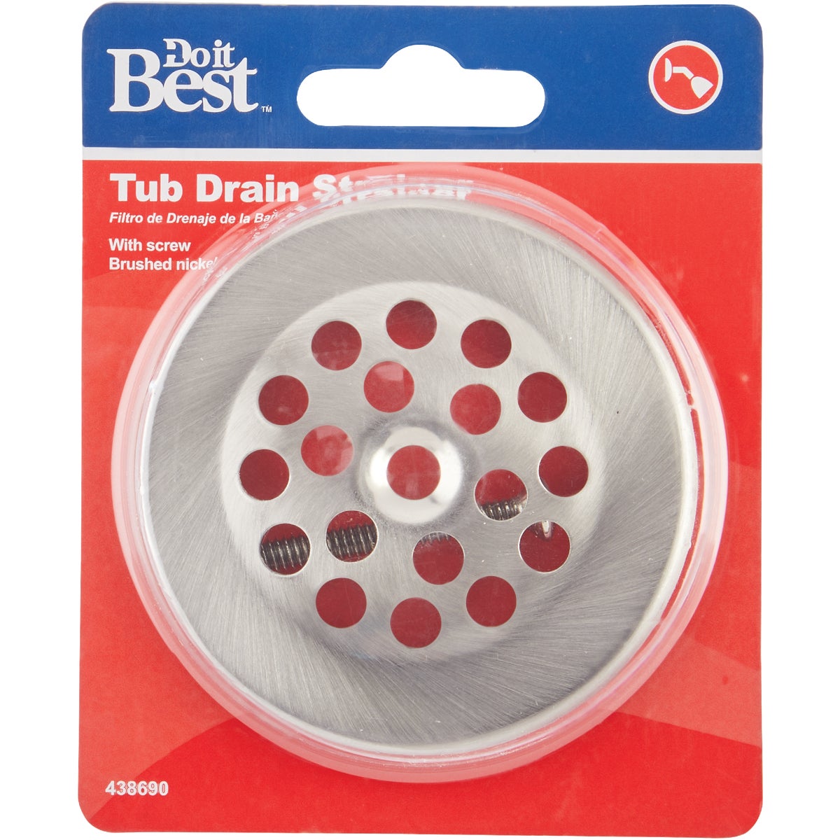 Do it 2 In. Dome Cover Tub Drain Strainer with Brushed Nickel Finish