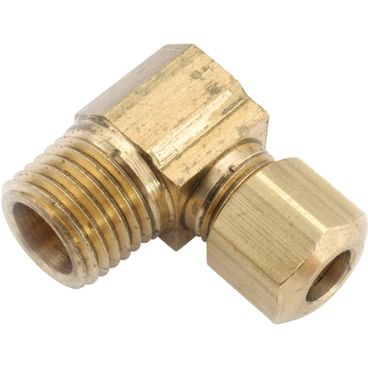 Anderson Metals 3/8 In. x 1/4 In. Male 90 Deg. Compression Brass Elbow (1/4 Bend)