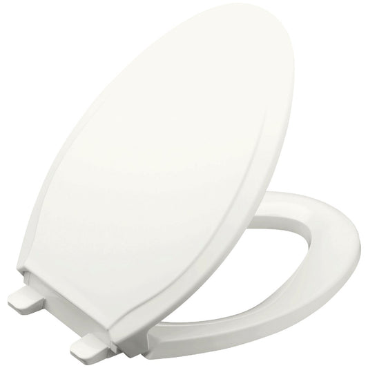 Kohler Rutledge Quiet-Close Elongated Closed Front White Plastic Toilet Seat w/Grip-Tight