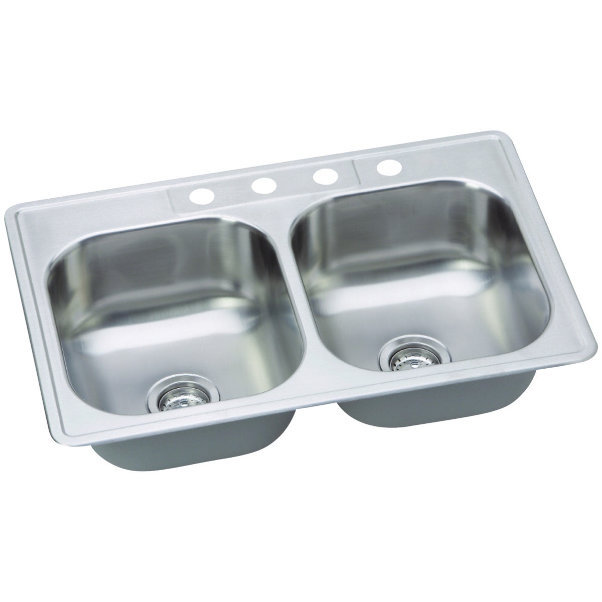 Elkay Dayton Double Bowl 33 In. x 22 In. x 8-1/16 In. Deep Stainless Steel Kitchen Sink, Top Mount