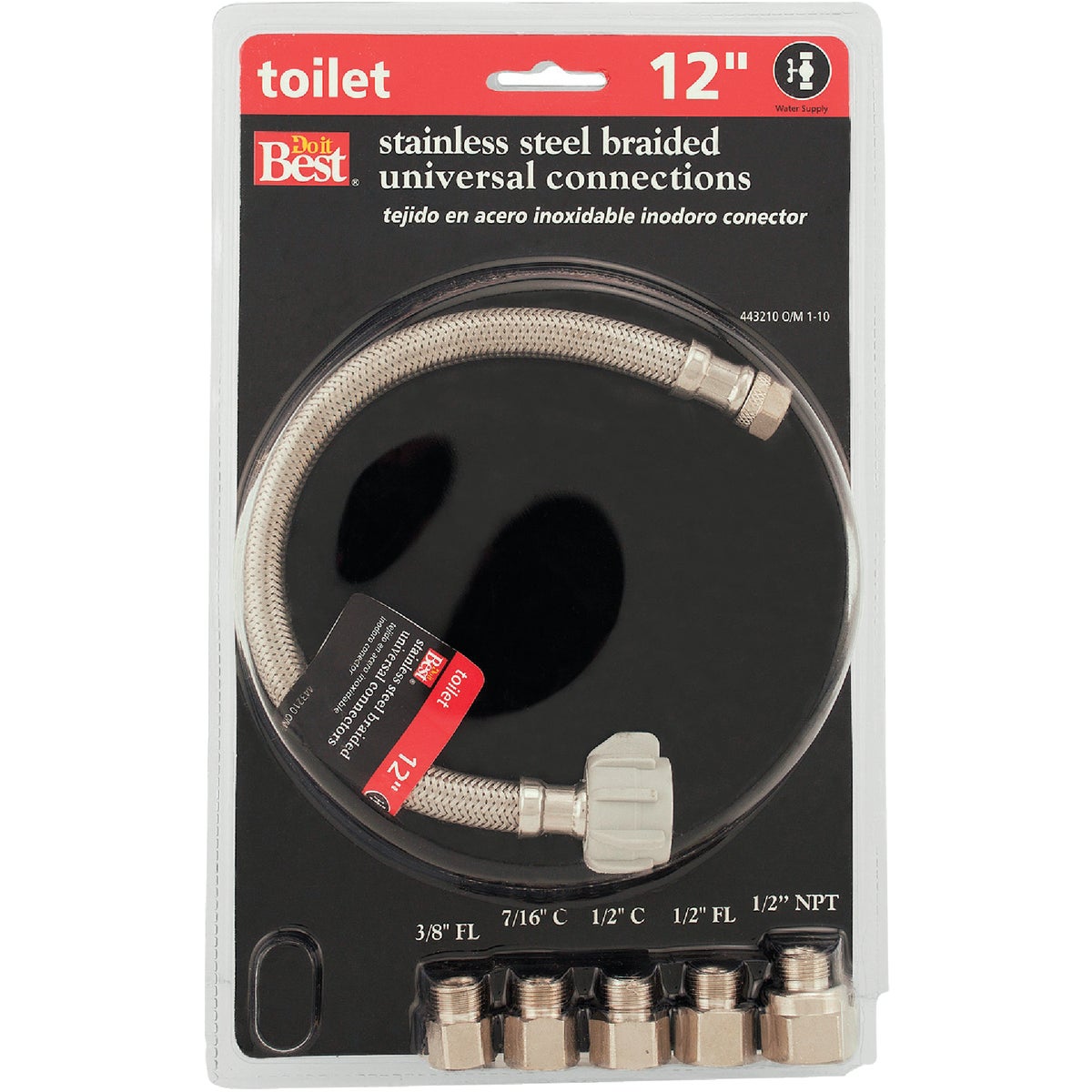 B&K 3/8 In. C Nut x 7/8 In. BC x 12 In. L Universal Kit Toilet Connector