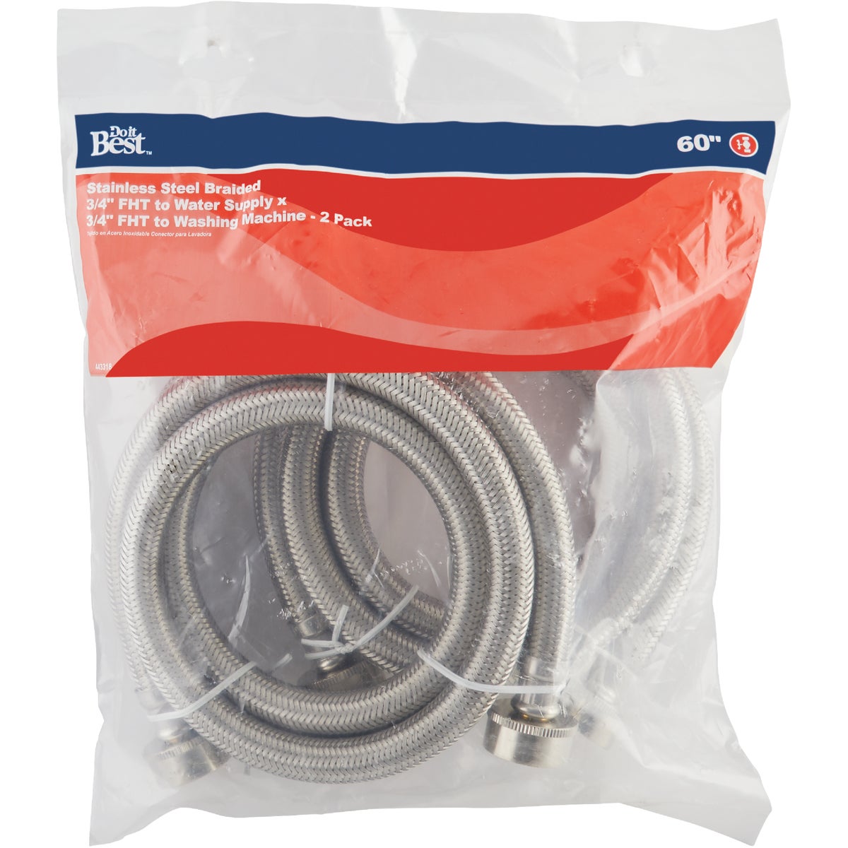 B&K 5 Ft. Stainless Steel 125 psi Washing Machine Hose (2-Pack)