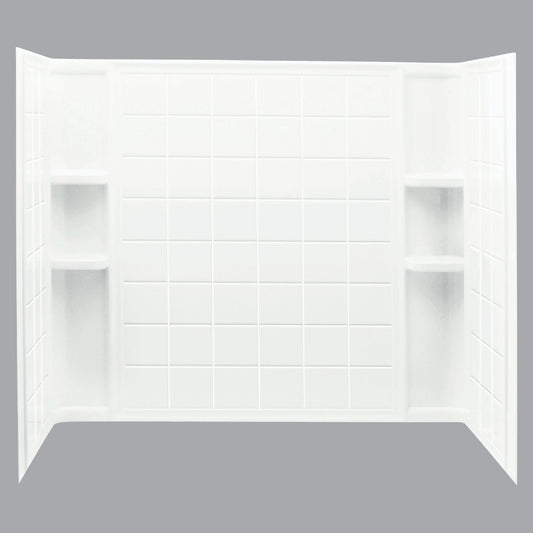 Sterling Ensemble 7112 Series 3-Piece 60 In. W x 32 In. D x 74 In. H Tub Wall Kit in White (Tile Pattern)