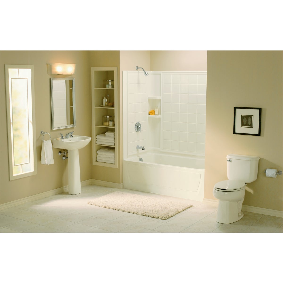 Sterling Ensemble 7112 Series 3-Piece 60 In. W x 32 In. D x 74 In. H Tub Wall Kit in White (Tile Pattern)