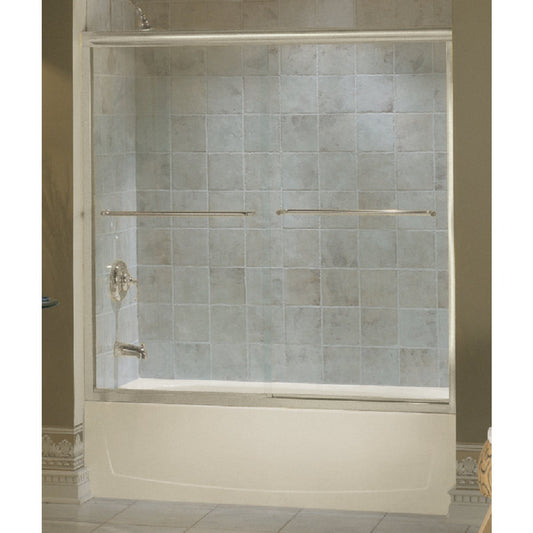 Sterling Finesse 59-5/8 In. W. X 55-3/4 In. H. Nickel Semi-Frameless Clear Glass Sliding Tub Door