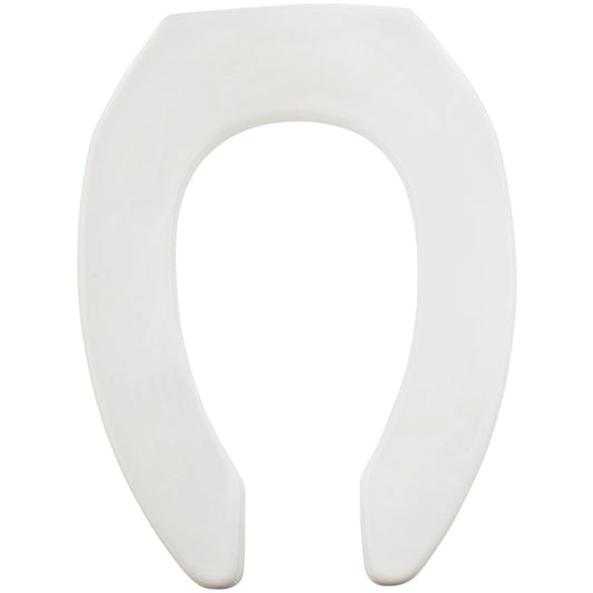 Mayfair Commercial STA-TITE Elongated Open Front White Molded Plastic Toilet Seat