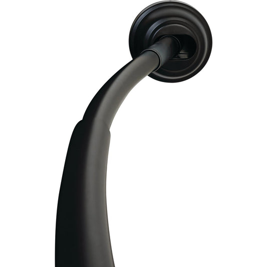 Zenith Zenna Home NeverRust 50 In. to 72 In. Adjustable Fixed or Tension Curved Shower Rod in Matte Black