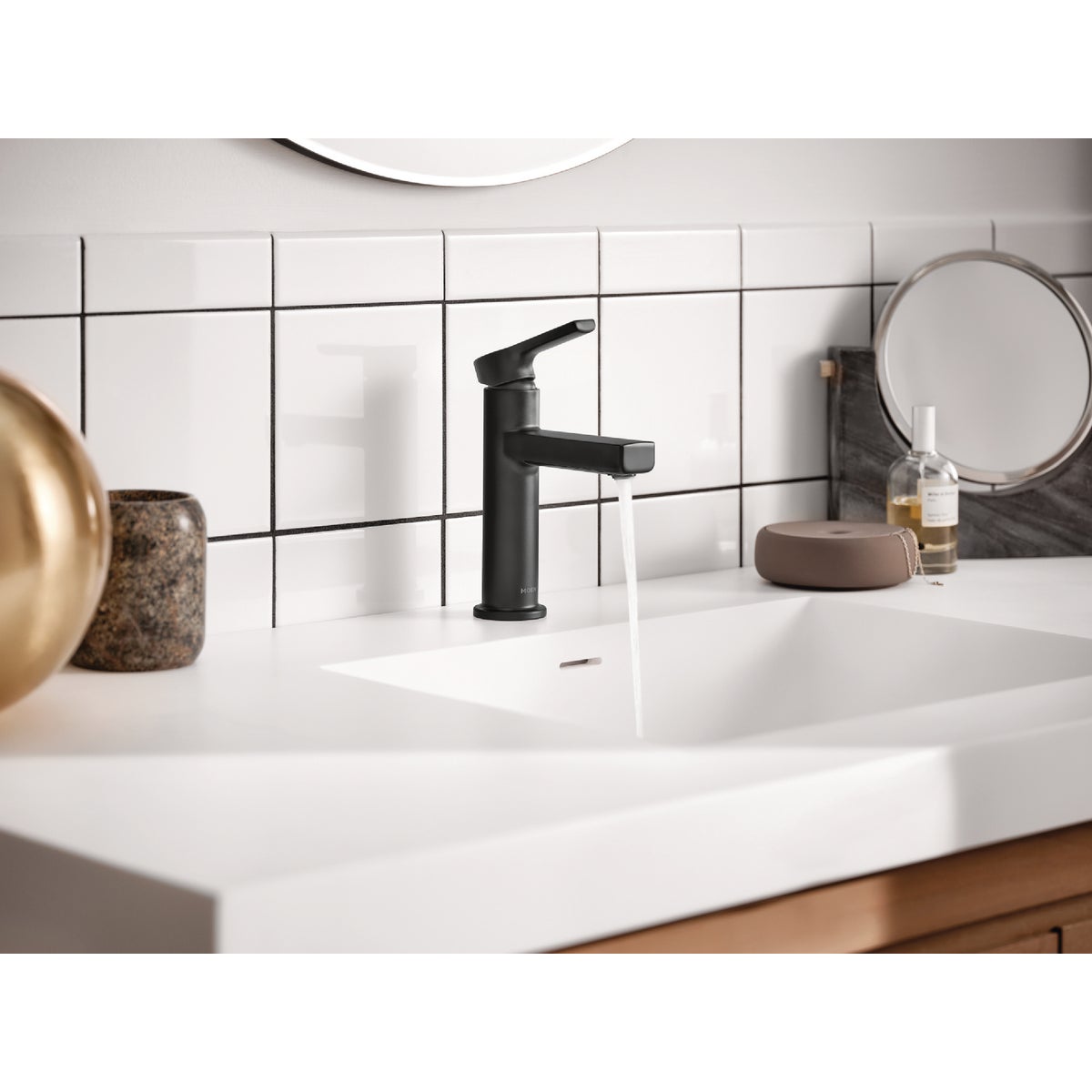 Moen Rinza Matte Black 1-Handle Lever 4 In. Centerset Bathroom Faucet