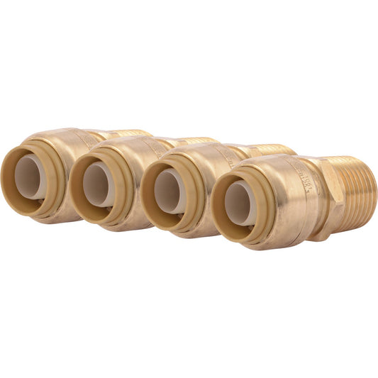 SharkBite 1/2 In. x 1/2 In. MNPT Straight Brass Push-to-Connect Male Adapter (4-Pack)