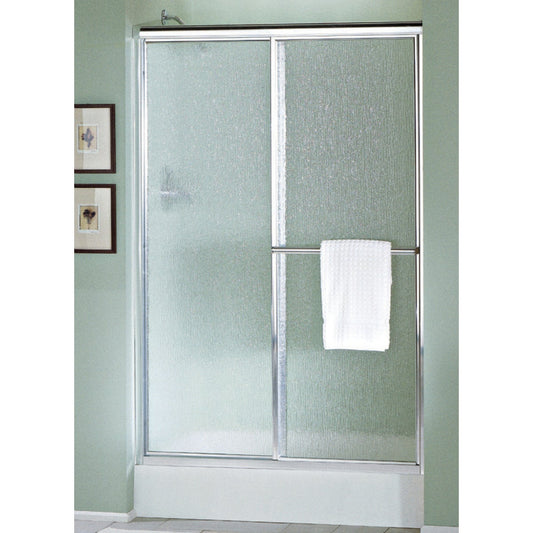 Sterling Deluxe 48-7/8 In. W. X 70 In. H. Nickel Rain Glass Sliding Shower Door