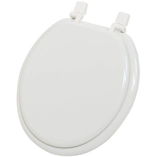 Home Impressions Round Closed Front White Wood Toilet Seat